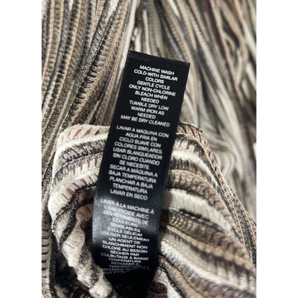 Chico's Size 3 Brown Cream Tan Striped Open Knit Cardigan Long Sleeve Stretch - Picture 9 of 9